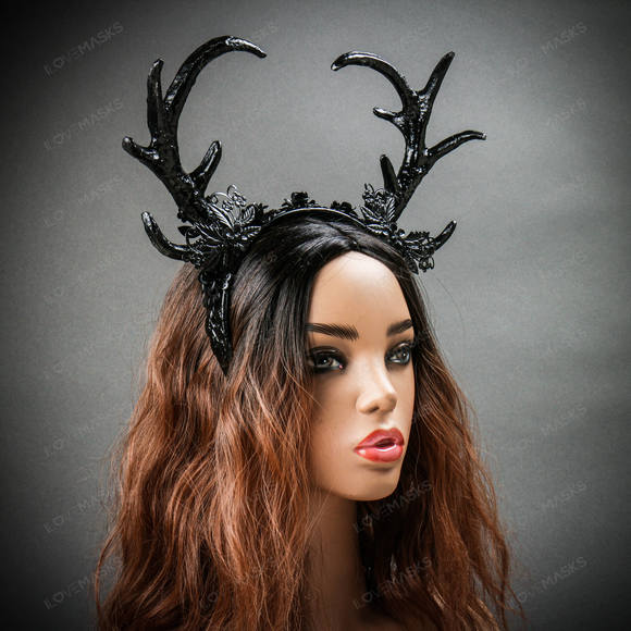 Antelope Devil Animal Deer Horn Headband - Black - Picture 4 of 10